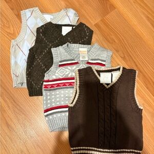 Bundle- four sweater vests, brown, grey and cream